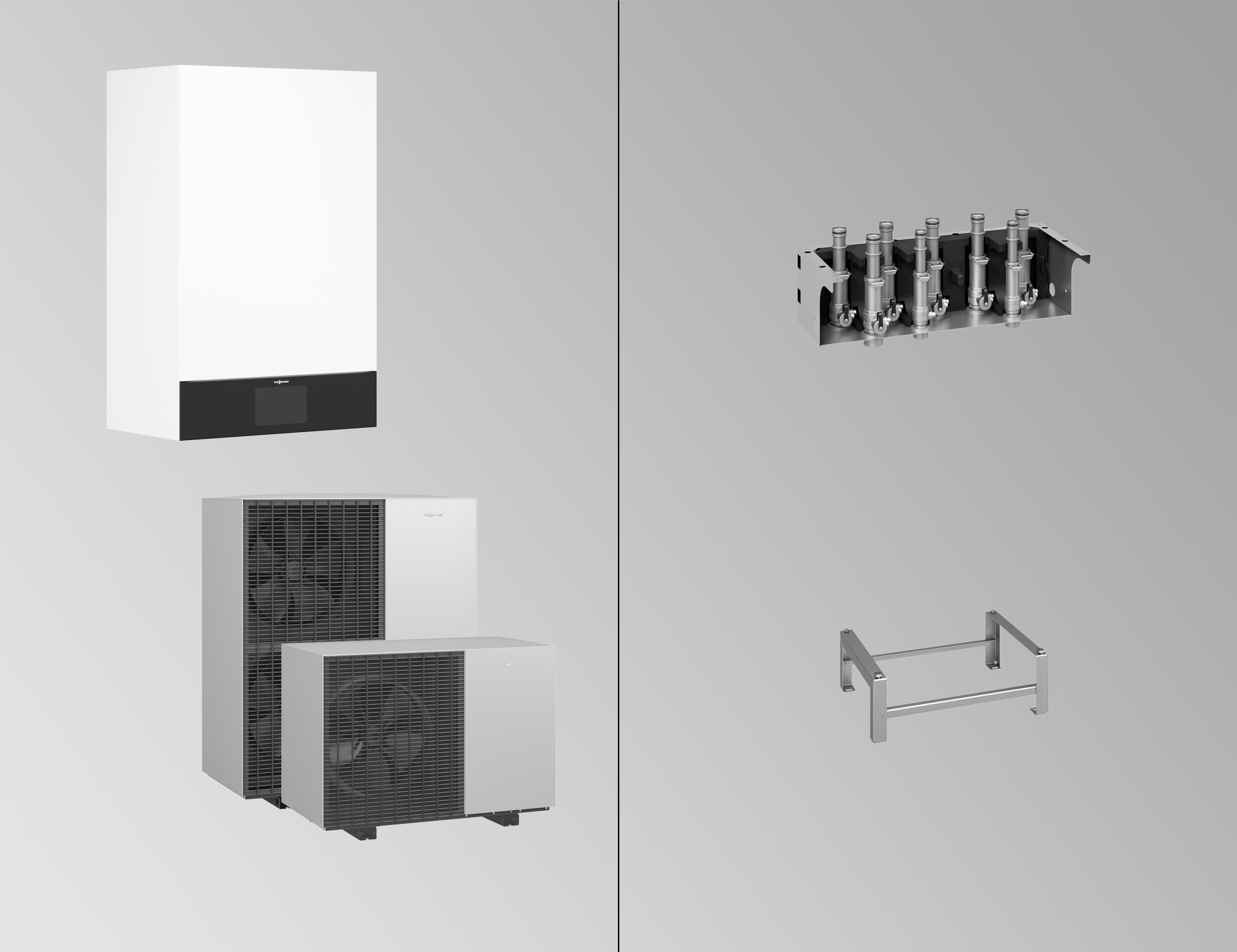 Viessmann Vitocal Hybridpaket 150-A Luft/Wasser-Wärmepumpe, A06 230V Antifreeze, mit Montagezubehör Z033038