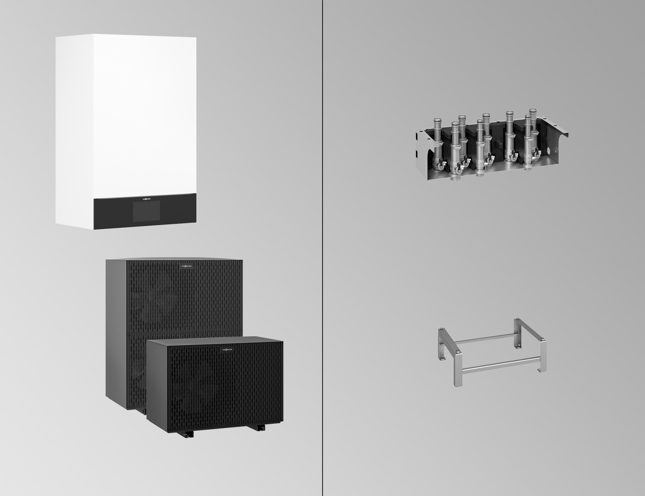 Viessmann Vitocal Hybridpaket 250-A Luft/Wasser-Wärmepumpe, A06 230V Antifreeze, mit Montagezubehör Z033141