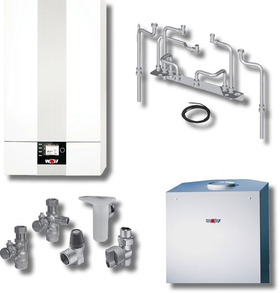 Wolf CGB-2-24 24kW Gas-Brennwerttherme mit CSW-120, BM2 und Zubehör 8615010F12