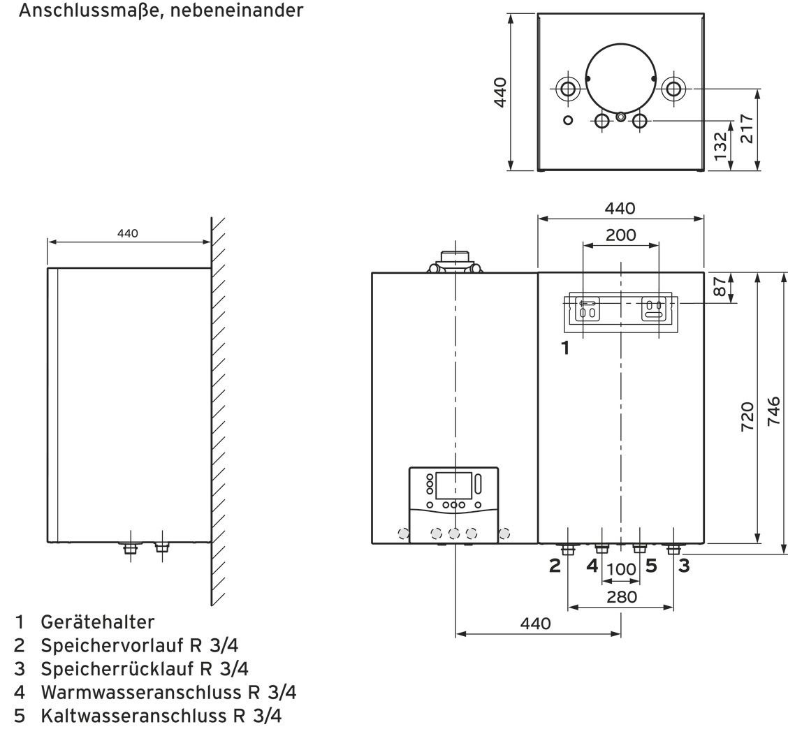 Vaillant actoSTOR VIH QL 75/2 B Wandspeicher, Linksmontage 0010029869