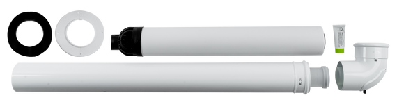 Wolf Anschluss-Set C13x, DN60/100, waagerechte Wand/-Dachdurchführung, PP-Komponenten, Bausatz für raumluftunabhängige Heizgeräte, 2651749