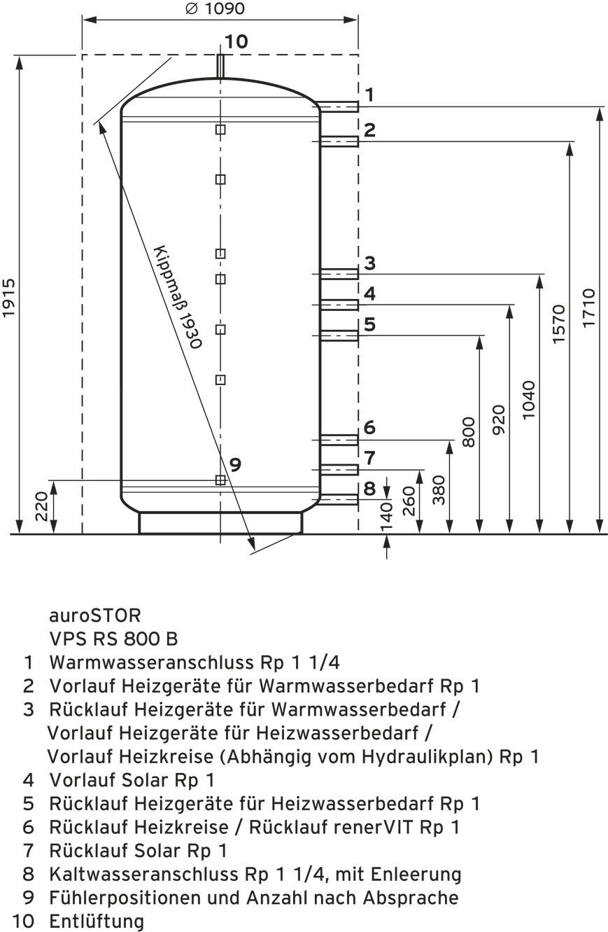 Vaillant auroSTOR VPS RS 800 B, Solarspeicher, Solar-Kombipufferspeicher 0010022523
