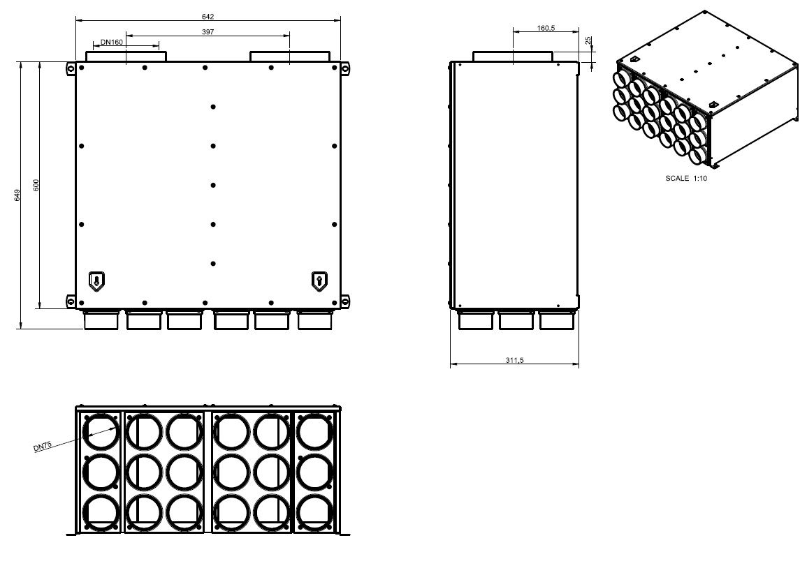 Wolf CWL Luftverteiler, für Zu- und Abluft DN160 2x9 DN75, CWL-F-300 Excellent 2577607
