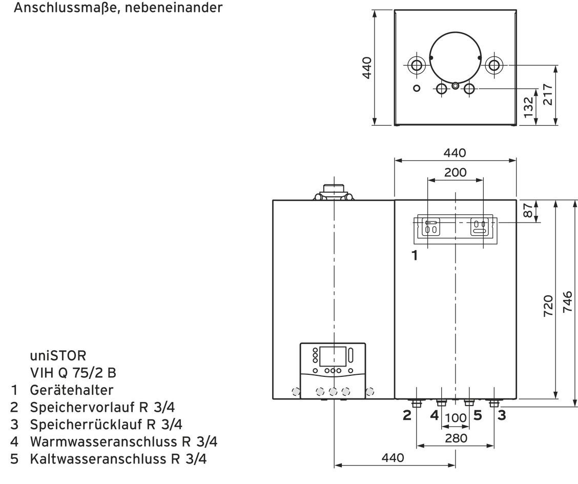 Vaillant uniSTOR VIH Q 75/2 B Wandspeicher 0010025313