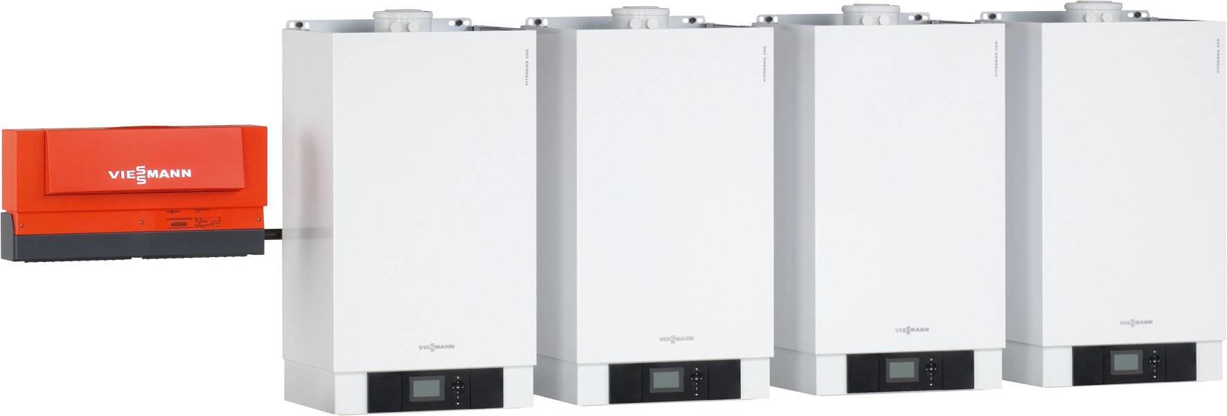 Viessmann Vitodens 200-W 4-Kesselanlage Wandmontage Reihe B2HAI63, 196 kW, Gas-Brennwert-Wandgeräte-Lösung