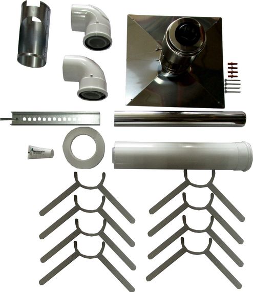 Wolf Anschluss-Set C33x, DN60/100, an senkr. konzentrischer LAF im Schacht, VA 2651855
