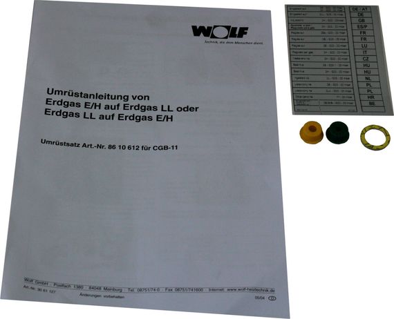 Wolf Umrüstsatz Erdgas E - Ergas LL und umgekehrt, für CGB-11 8610612