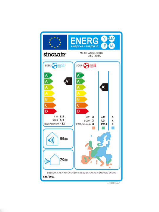 Sinclair New Uni DC Inverter Außengerät R32 8,5 kW Kühlen / 8,8 kW Heizen ASGE-30BI2