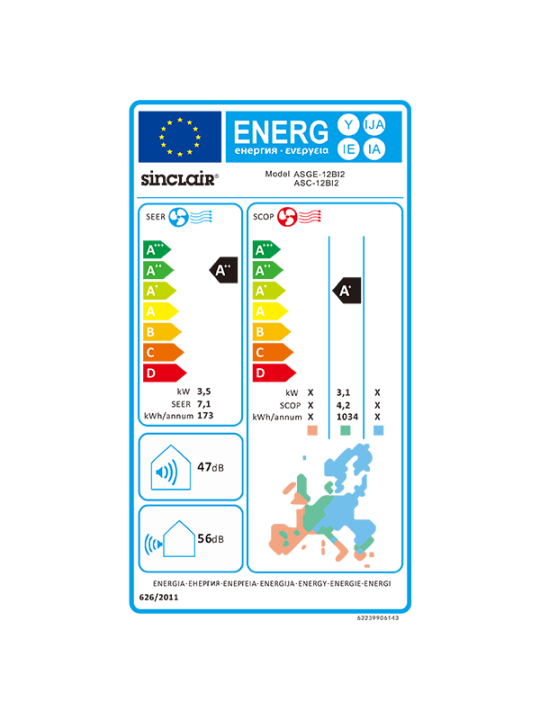 Sinclair New Uni DC Inverter Außengerät R32 3,5 kW Kühlen / 4,0 kW Heizen ASGE-12BI2