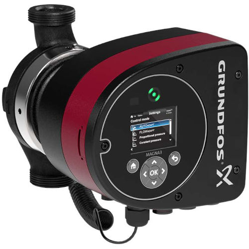 Hocheffizienzpumpe mit Gussgehäuse MTF-HEPM 25-5,5 von Samsung, 230 V, 5,5 m³/h, 9-185W, 180 mm Baulänge