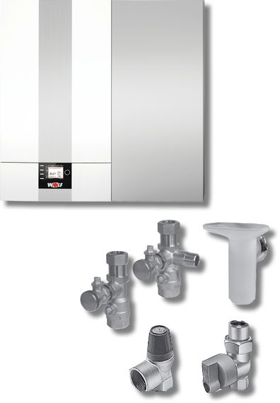 Wolf CGW-2-20/120 20kW Gas-Brennwert-Zentrale, BM-2, HE-Pumpe 8615020F02, Wandhängende Einheit mit 120 Liter Schichtenspeicher, hocheffiziente