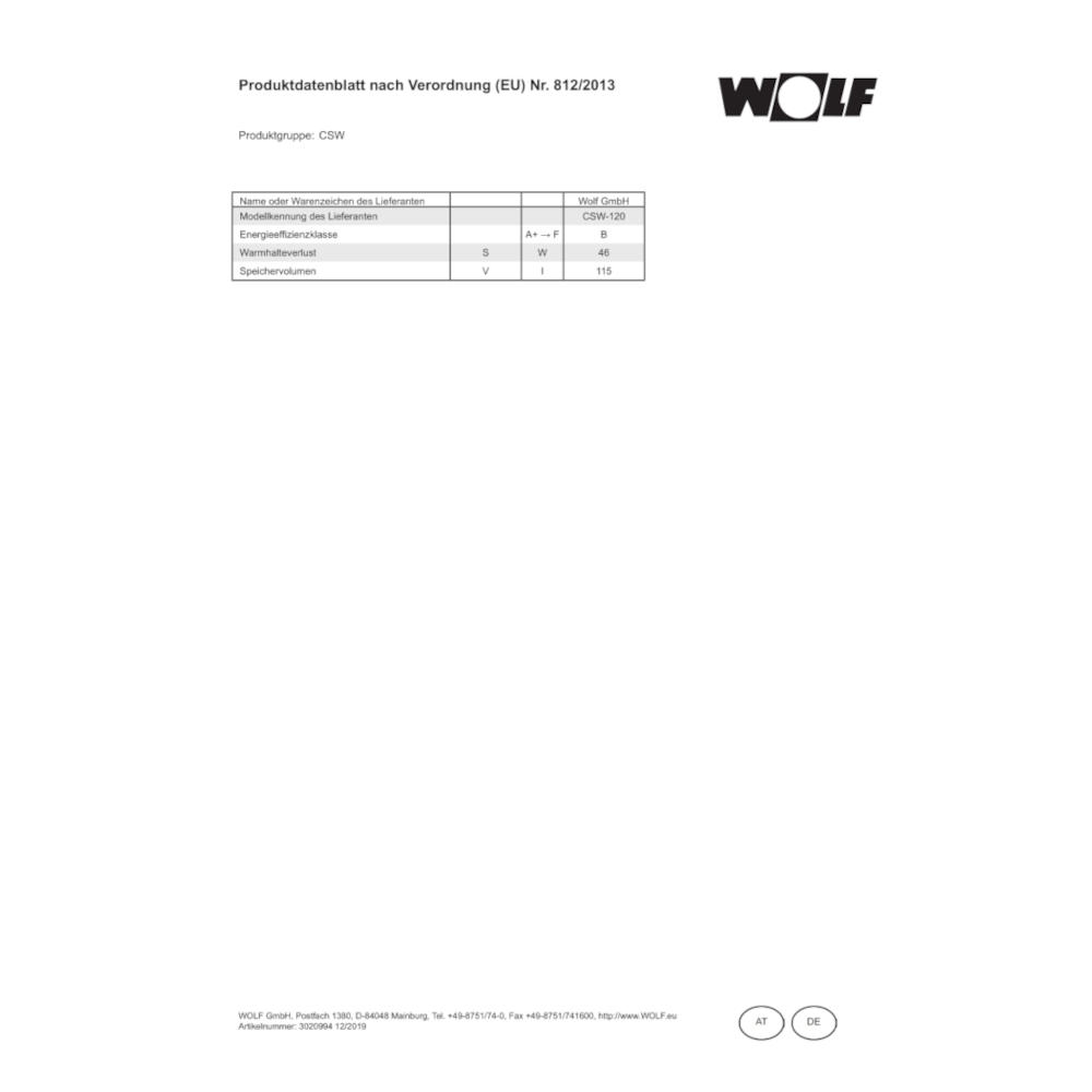 Wolf Warmwasserspeicher CSW-120 ComfortLine 2445121