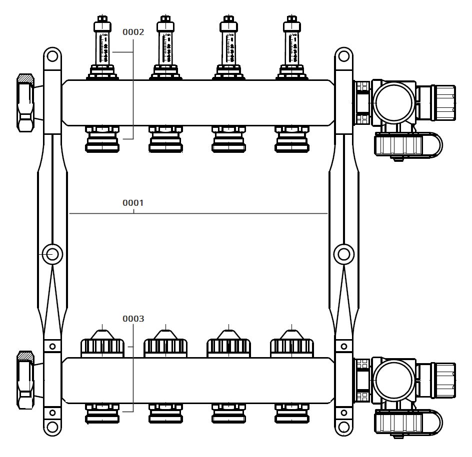 Viessmann Edelstahl Heizkreisverteiler für 5 Heizkreise, mit DFA (Länge 390mm) 7568314