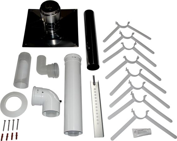 Wolf Anschluss-Set C93x, DN60/100, starr im Schacht DN80, Abdeckung Edelstahl 2651854