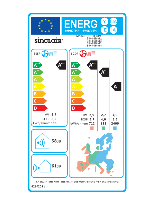 Sinclair, Marvin Außengerät Inverter 2,7 kW Kühlen / 3,0 kW Heizen SOH-09BIM