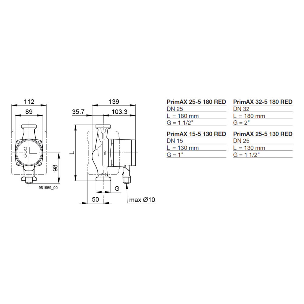Biral PrimAX 32-5 180 RED T2 G2 EEI ≤ 0,16 7000001836 inkl. Wärmedämmung