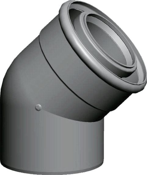 Wolf 2x Bogen konzentrisch 45° für Luft-/Abgasrohr DN80/125, weiß, steckbar