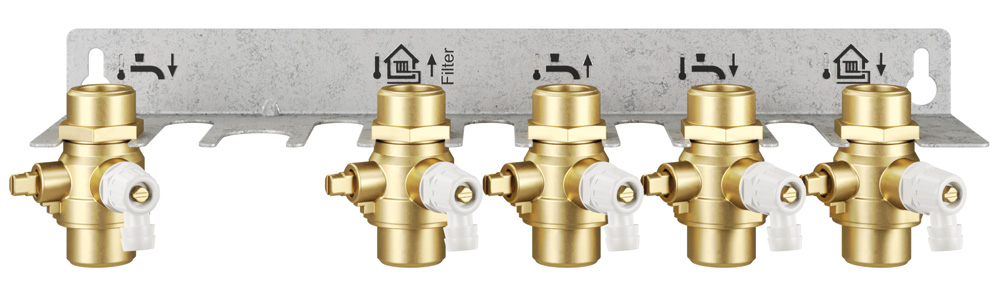 Buderus Montageanschlussplatte mit 5 Absperr-Kugelhähnen für Installation WS160-35E 7735600611