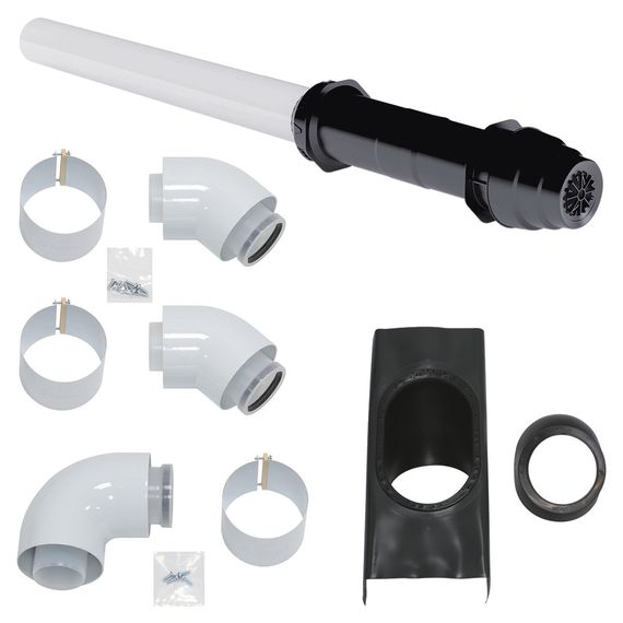 Vaillant Paket 1.49 Luft-/Abgasführung, senkr. Dachdurchf. schwarz, 60/100 mm, 3-teilig, PP, 0010030861