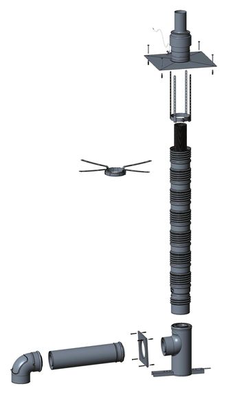 Wolf Anschluss-Set C33x, DN80/125 - DN83/125, flexibel im Schacht, Edelstahl 2652173