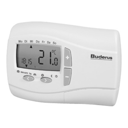 Buderus Logafloor Funk-Uhrenraumthermostat FRTU mit digitaler Anzeige, reinweiss, für Wandauflage