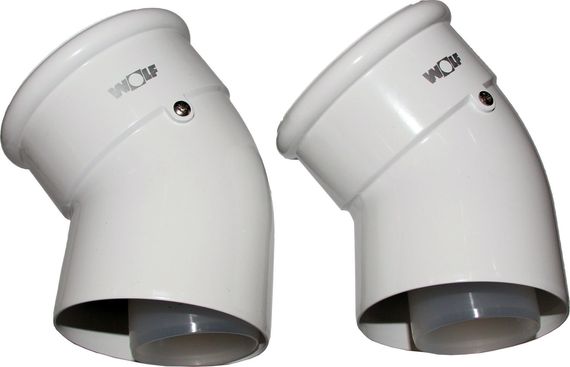 Wolf 2x Bogen konzentrisch 45° für Luft-/Abgasrohr DN60/100, weiß, steckbar 2651727