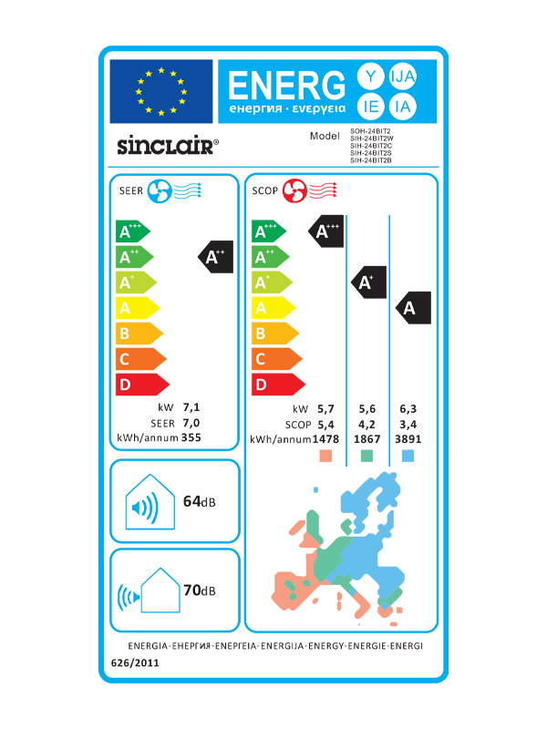 Sinclair, Terrel Außengerät Inverter 7,1 kW Kühlen / 7,8 kW Heizen SOH-24BIT2