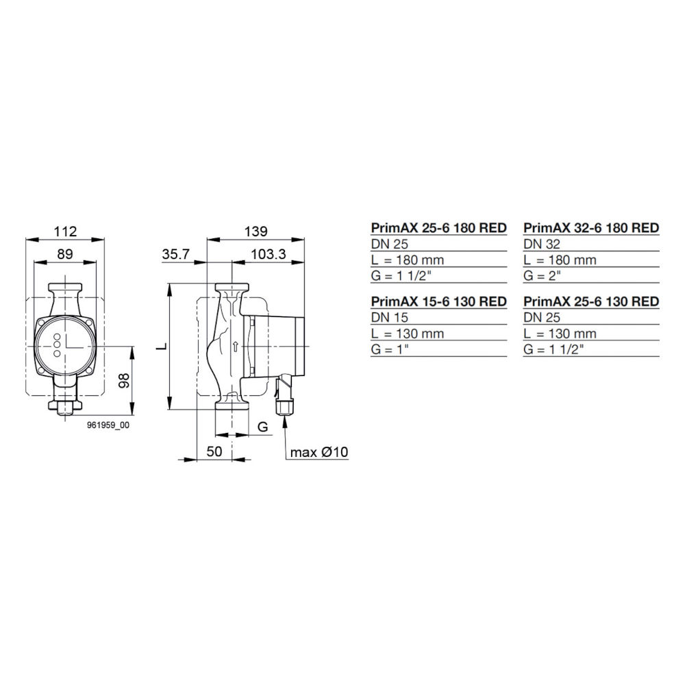 Biral PrimAX 32-6 180 RED T2 G2 EEI ≤ 0,17 7000001837 inkl. Wärmedämmung
