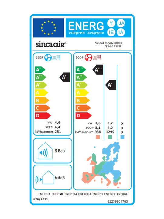 Sinclair, Ray Außengerät Inverter 4,6 kW Kühlen / 5,2 kW Heizen SOH-18BIR