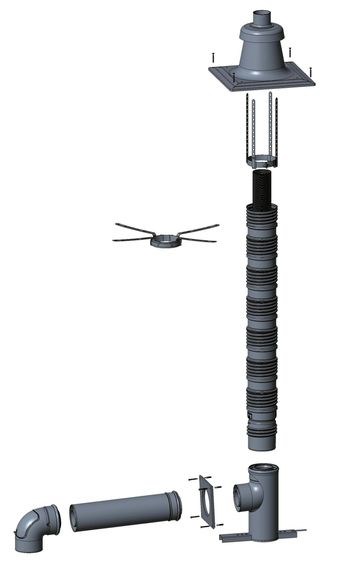 Wolf Anschluss-Set C33x, DN80/125 - DN83/125, flexibel im Schacht, Kunststoff 2652172