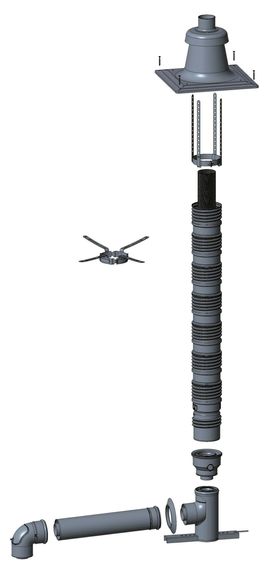 WOLF Anschluss-Set DN60/100 - C33x DN83/125 flex. im Schacht, Abdeckung PP