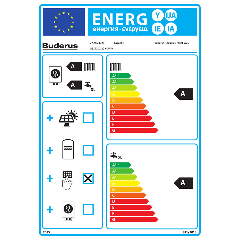 Buderus W25 mit GB172i.2-20 KDW H, Kombitherme 20 kW, weiß, UP, BC400, E/H 7739621325