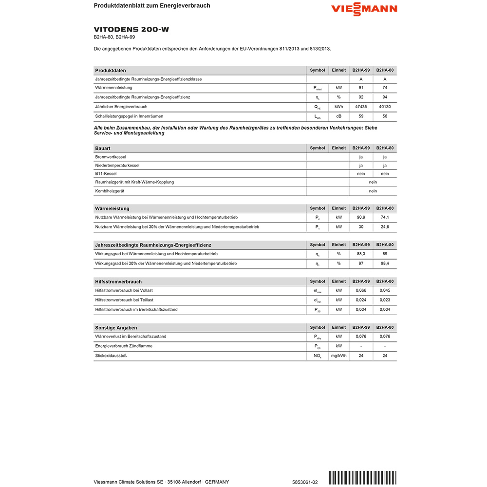 Viessmann Vitodens 200-W B2HA 99kW B2HAI38 Brennwertgerät mit VT100 HC1B