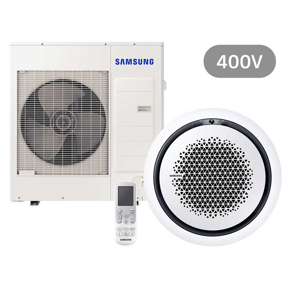 Samsung BAC Split Deckenkassette Set mit 12.0 kW Kühlen und 13.0 kW Heizen, AC120RN4PKG/EU, Wind-Free, ECO-NASA, R32, 3-Zonenklimatisierung, A+