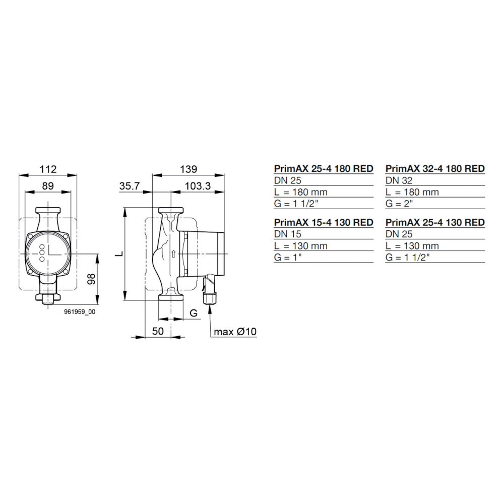 Biral PrimAX 25-4 130 RED T2 G1 1/2 EEI ≤ 0,15 7000001850 inkl. Wärmedämmung
