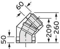 Vaillant Bogen 45° für Fassadenverlegung, konzentrisch Ø 110/160 PP/Edelstahl 0020106405