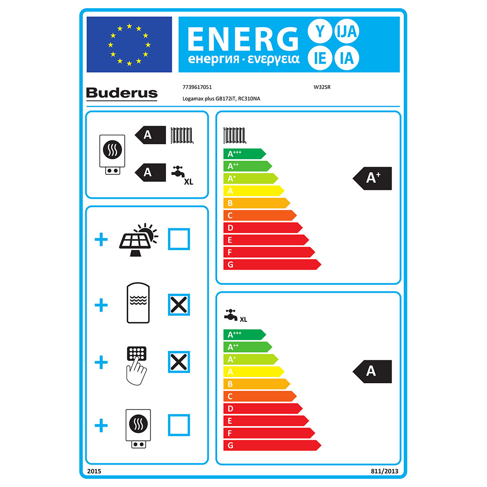 Buderus GB172i-24 T210SR, W32 SR, Brennwertgerät, 210 l, RC310, horiz., Erdgas 7739617051