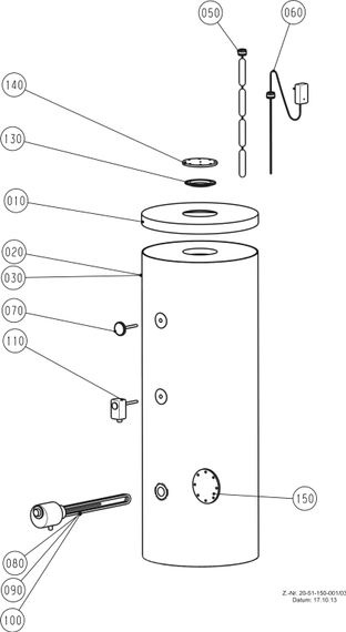 Wolf Warmwasserspeicher SE-2-150, Doppelschicht-Emaillierung, silber, 150 Liter 2444170
