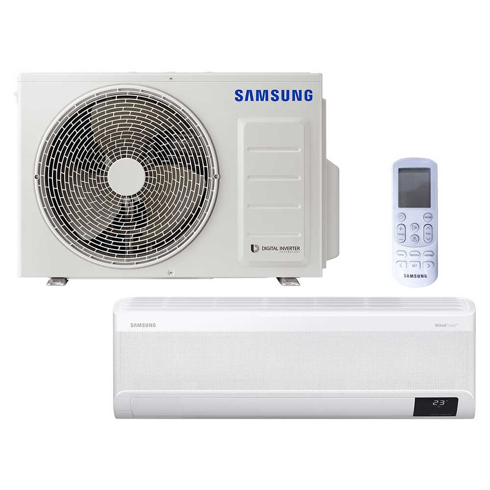 Samsung BAC Split Wind-Free Set Kühlen 2.6 kW | Heizen 3.3 kW AC026TNXDKG/EU.1, Selbstreinigend, Infrarotfernbedienung, 24 Stunden-Timer, A++