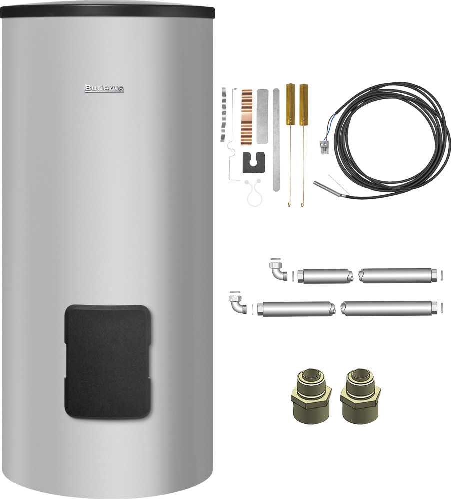 Buderus Warmwasserspeicher SU300.5 S, 300 Liter, Fühler-Set, Schraubstutzen MAPLW, silber 7739622522