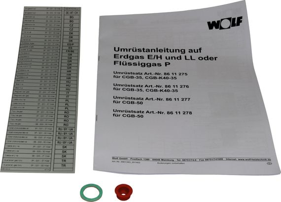 Wolf Umrüstsatz Erdgas E/LL auf Flüssiggas P für CGB-35, CGB-K40-35 8611276