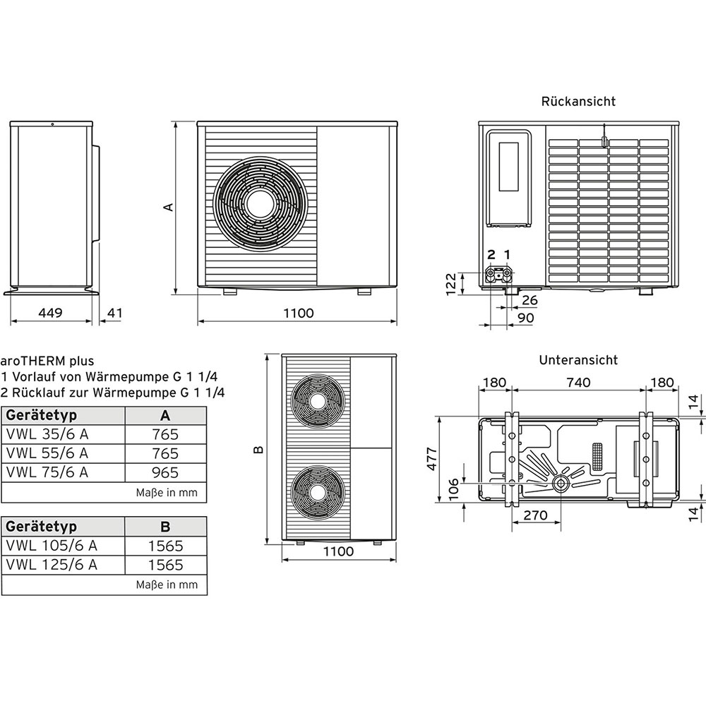 Vaillant aroTHERM plus VWL 35/6 A Luft/Wasser Heizungswärmepumpe