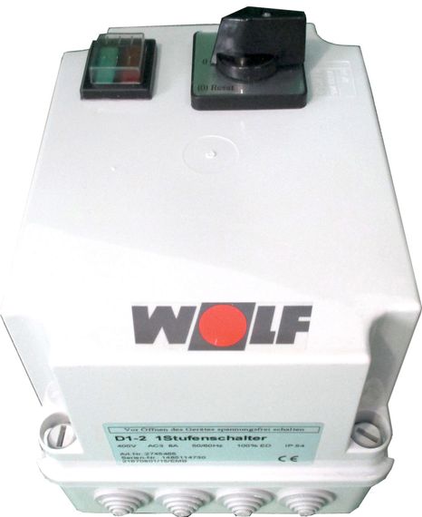 Wolf 1-Stufenschalter D1-2, Motorvollschutzschalter (8A, 400V) 2745465, 8A, 400V, 3 kW, Motorvollschutz
