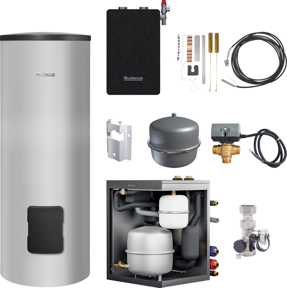 Buderus HB120 Hybridbox HW-Set HYC25 mit Logalux SH300 RS-B Warmwasserspeicher für effiziente Warmwasserbereitung und Heizsysteme