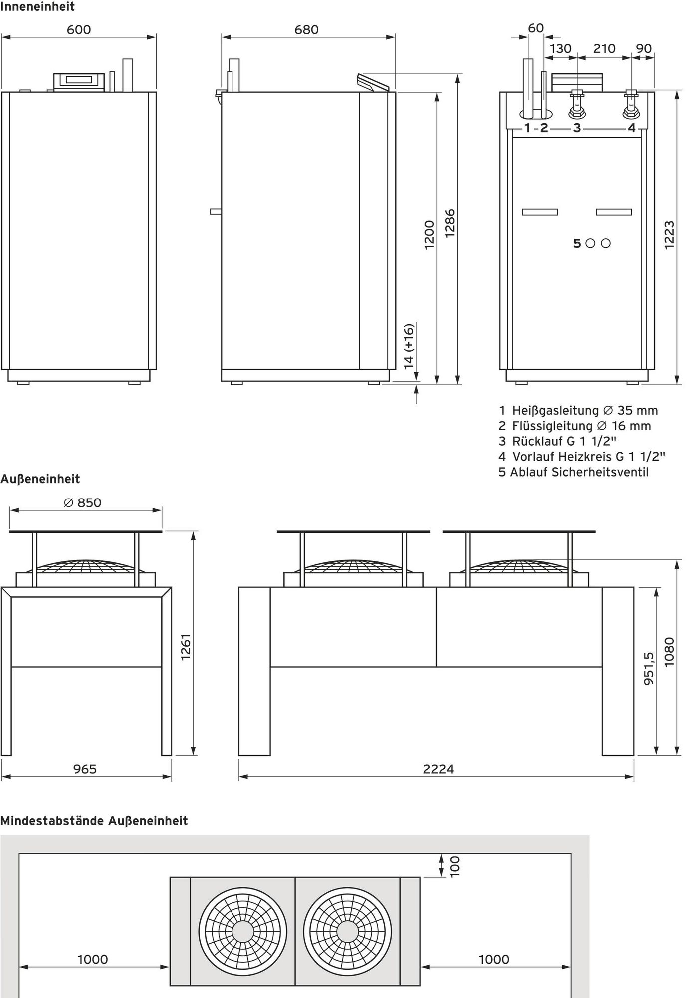 Vaillant aroTHERM perform VWL 255/3 AS mit VWL 255/3 IS S4, Heizungswärmepumpe 0010040380
