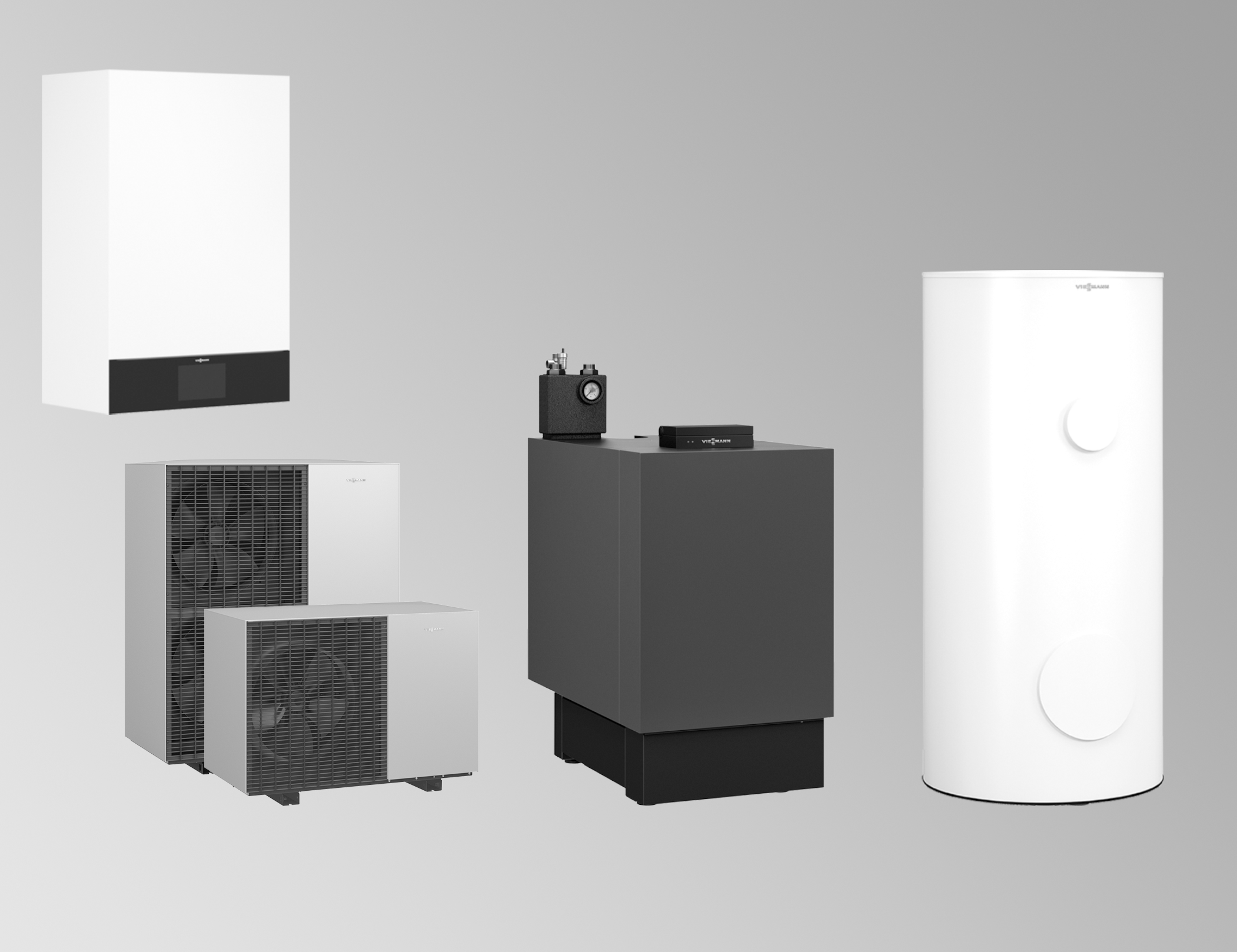 Viessmann Vitocal 150-A Hybridpaket A08, 230V, mit Vitoladens 300-C, 19 kW, 250 l, modulierend Z033079