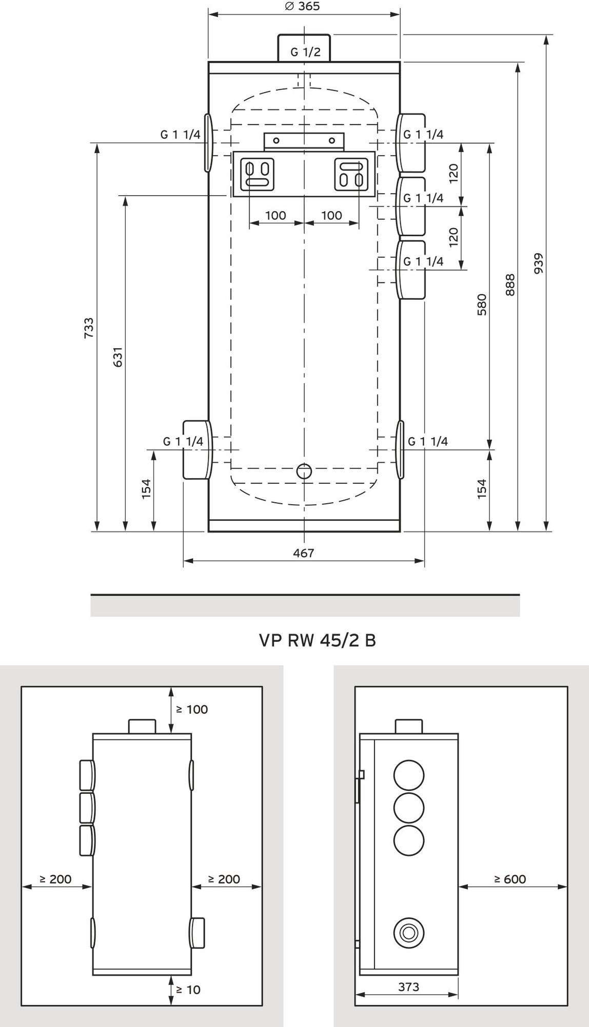 Vaillant uniSTOR VP RW 45/2 B Wärmepumpenspeicher, Pufferspeicher 0010034126