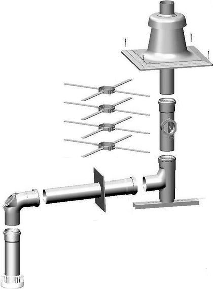 Wolf Anschluss-Set B23, DN110 an Abgasleitung für Schachteinbau, Kunststoff 2651572