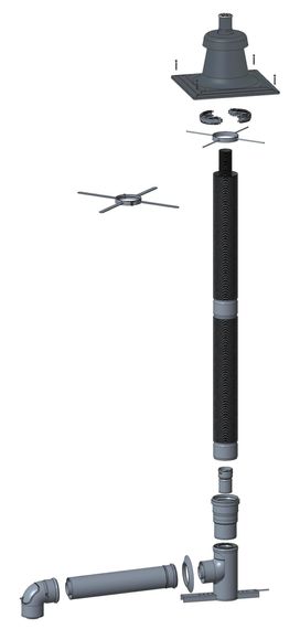 Wolf Anschluss-Set C33x, DN60/100 - DN58/110, flexibel im Schacht, Kunststoff