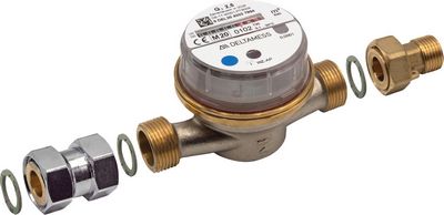 Buderus Wasserzähler mit G3/4′′ Adapter, 1/2′′, Baulänge 110 mm, max. 30 °C 7738336794
